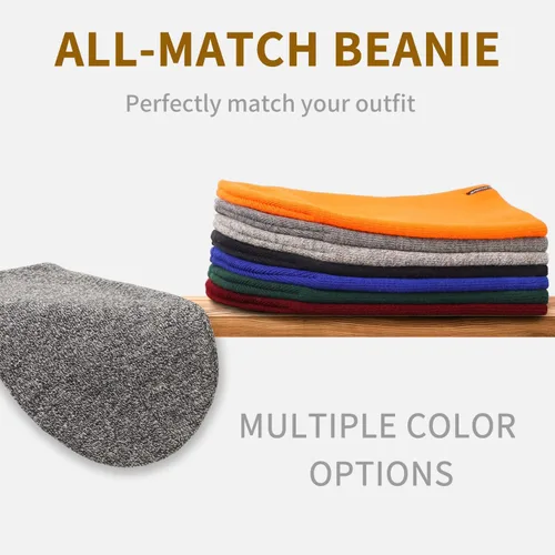 Miniatura 39 de Gorros de lana para mujeres y hombres, unisex, de punto suave, con puños, diseño de calavera, elástico, color sólido, sombreros de invierno