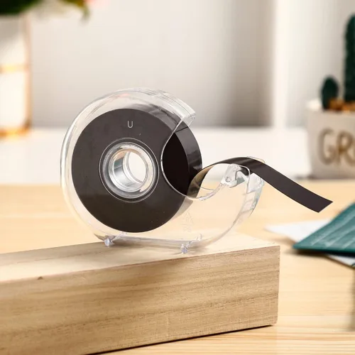 Miniatura 7 de Zubebe Rollo de cinta magnética (0.75 pulgadas de ancho x 26 pies de largo) dispensador de cinta magnética flexible adhesiva con respaldo adhesivo