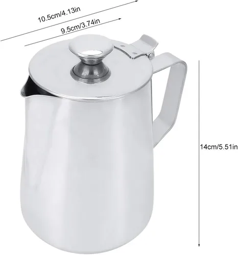 Miniatura 2 de Jarra de arte latte de 33.8 fl oz, jarra de espuma de leche de acero inoxidable, taza de café, jarra de espuma de leche para máquinas de espresso