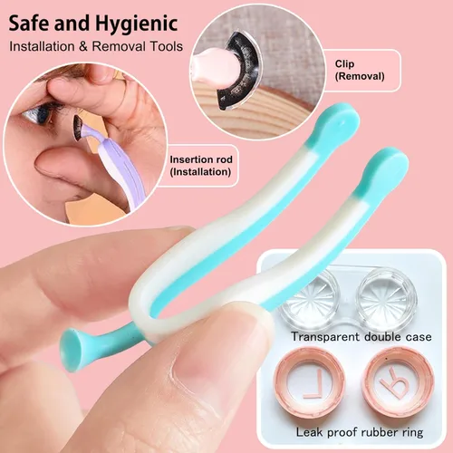 Miniatura 6 de Herramienta de inserción y extracción de lentes de contacto suave, pinzas con punta suave, juego de estuche portátil para lentes de contacto