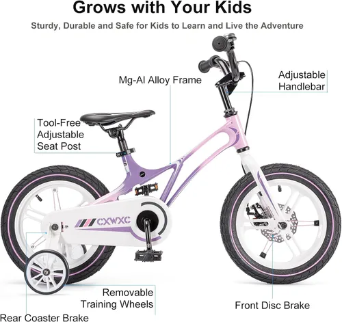 Miniatura 2 de CXWXC Bicicleta para niños de 14, 16, 18 pulgadas, bicicleta para niños y niñas de 3 a 9 años, bicicletas ligeras de una sola velocidad con rueda