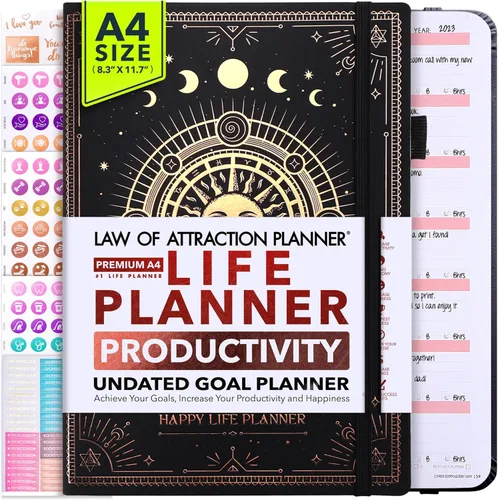 Miniatura 21 de Planificador de Vida - Agenda Semanal y Mensual Sin Fecha, Viaje de 12 Meses para Aumentar la Productividad Diario de Gratitud, Organizador