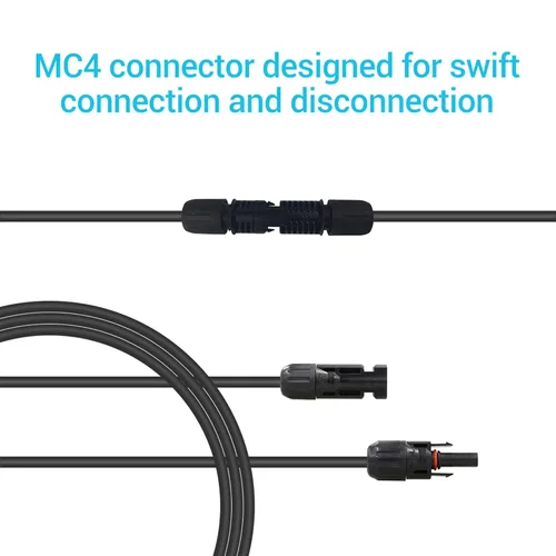 Miniatura 4 de Renogy Cable de extensión de panel solar con adaptador de cable impermeable de conector hembra y macho, 1.5 pies 12AWG, 1 pieza, negro