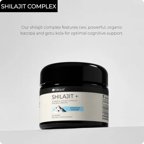 Miniatura 7 de Blisque - Suplemento de resina Shilajit orgánica pura del Himalaya para apoyo cognitivo con bacopa orgánica y gotu kola Auténtico y natural