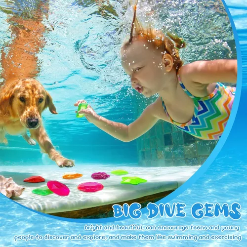Miniatura 5 de Zhanmai 16 piezas de gemas de buceo juguetes de baño piscina hundimiento juguetes de buceo cristales verano diamante submarino para niños piedras