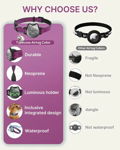 Miniatura 3 de AirTag - Collar de gato reflectante compatible con Apple AirTag de 1ª y 2ª generación, soporte oculto con campana, correa ligera resistente al agua