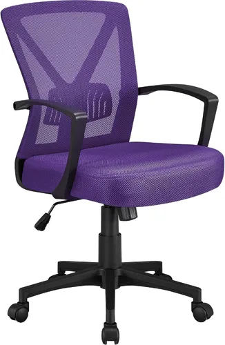 Miniatura 11 de Yaheetech Silla de oficina en casa, silla de escritorio de trabajo, silla giratoria de malla para computadora con brazos abatibles, altura Negro