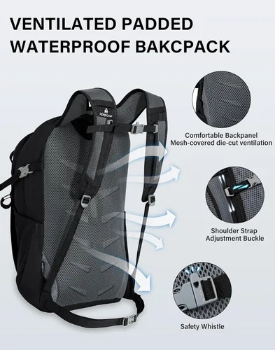 Miniatura 3 de Pioneer Camp Mochila de senderismo de 22 litros, equipo pequeño de hidratación para senderismo, mochila ligera para campamento, mochila de viaje