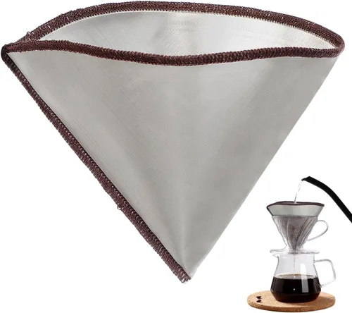 Kichvoe Pantalla de filtro de café de acero inoxidable reutilizable: 1-4 tazas Filtro de cono permanente de malla ultra fina para vertido, expreso,