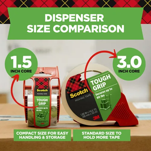 Miniatura 7 de Scotch Cinta de embalaje Tough Grip, 1.88 pulgadas x 22.2 yardas, 6 rollos con dispensadores + cajas de correo y almacenamiento Scotch de 14 x 10