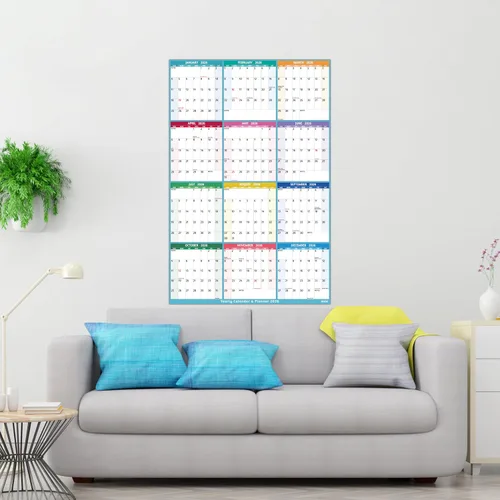 Miniatura 2 de Calendario anual de pared 2026 – Calendario anual grande 2026 vetical, enero 2026 – diciembre 2026, 25.2 x 38.2 pulgadas (abierto), calendario 2026