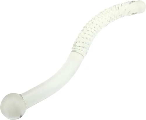 Masajeador de próstata de vidrio curvado súper largo, palo para el pene, consolador, consolador, varita, juguete sexual para adultos (estilo 01)