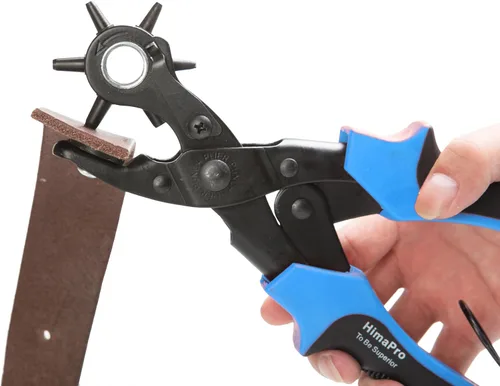 Miniatura 5 de HimaPro Perforadora giratoria de cuero para cinturones, collares de perro, sillones, zapatos, correas de reloj, etc. con una regla de medición, dos