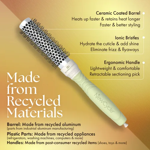 Miniatura 3 de Olivia Garden NewCycle Round Thermal Hair Brush (not Electrical) with Ceramic Barrel, Ionic Technology and Made from 100% Recycled