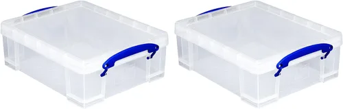 Miniatura 6 de Really Useful Box Contenedor de almacenamiento apilable de plástico de 8.1 litros con tapa a presión y asas de bloqueo de clip integradas