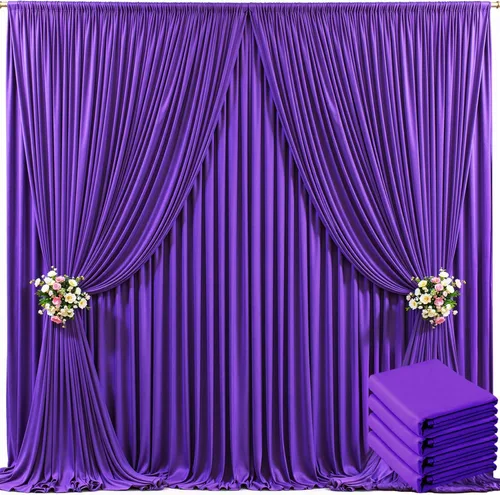 Miniatura 31 de Cortina de fondo beige de 10x10 para bodas y fiestas, cortina de fondo beige sin arrugas para fotos, cortinas de fondo para decoración de baby Gris