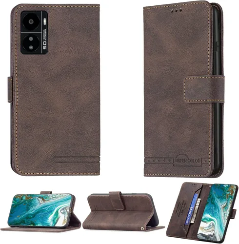 jioeuinly Kalley Black 3 - Funda compatible con Kalley Black 3, funda de piel sintética tipo cartera BF09, color marrón