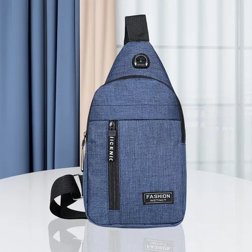 Miniatura 2 de Pequeña bolsa cruzada negra, bolsa de hombro para hombres y mujeres, bolso bandolera de pecho con una correa de viaje, Azul