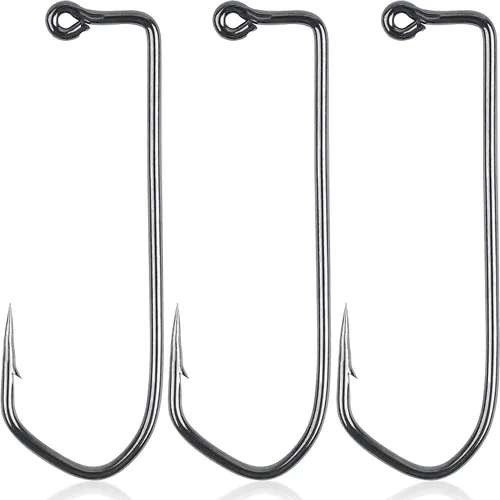 Ganchos de plantilla Aberdeen de 90 grados, 110 piezas de mango largo forjados Duratin Jig Hooks Heavy Wire Jig Ganchos de pesca de acero de alto