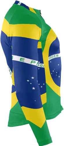 Miniatura 4 de Camiseta de ciclismo de manga larga para hombre con cremallera completa y 3 bolsillos traseros, Multi, S