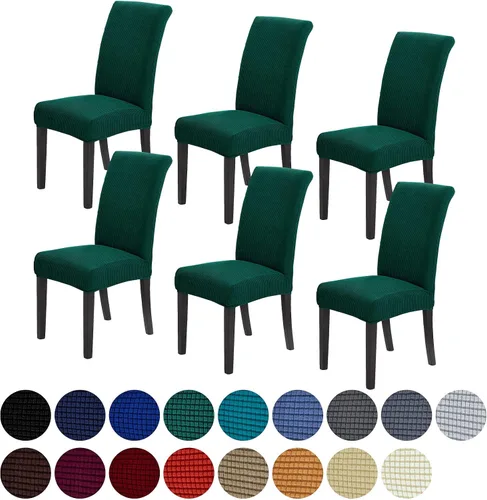 Miniatura 81 de Juego de 6 fundas elásticas para sillas de comedor, fundas para sillas de comedor lavables y removibles, fundas para sillas de comedor protectoras