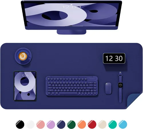 Miniatura 33 de Alfombrilla de escritorio, 60 x 35 cm, de piel sintética, antideslizante, alfombrilla grande para mouse para escritorio, impermeable, almohadilla