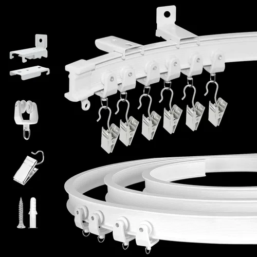 Miniatura 15 de Riel para Cortinas de Techo, Riel para Cortinas de Techo Curvo Flexible Montaje en Pared Riel para Cortinas 16 Pies Resistente Divisor de Habitación