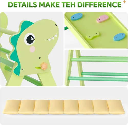 Miniatura 6 de Pikler - Juego de triángulos con cojín, juguetes de escalada 9 en 1 para niños pequeños en el interior, juguetes de escalada de madera plegables