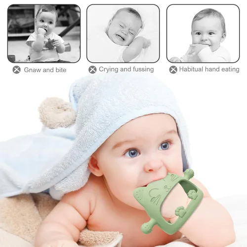 Miniatura 3 de Juguetes mordedores para bebés, juguetes de dentición de silicona para bebés de 0 a 6 meses, juguetes masticables para bebés que nunca se caen