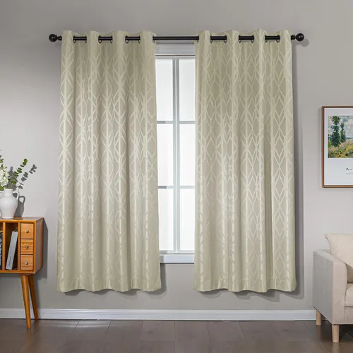 Miniatura 20 de Amazon Basics Cortinas Jacquard 100% opacas de 2 piezas, cortinas para sala de estar y dormitorio, tratamiento de ventana con aislamiento térmico