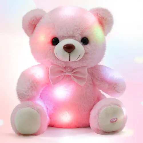 Miniatura 12 de BSTAOFY Oso de peluche con luz marrón, oso de peluche brillante, juguete de peluche suave para niñas y niños, regalos de cumpleaños, 8 pulgadas