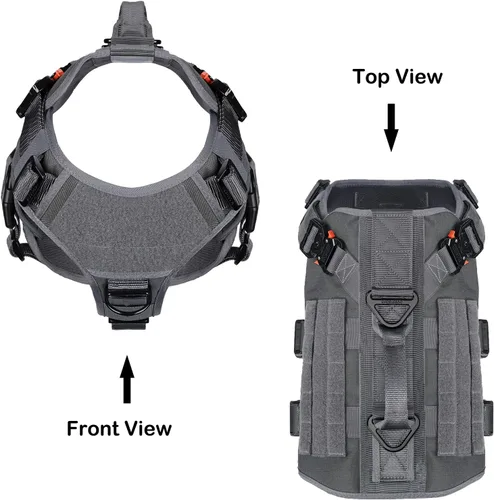 Miniatura 3 de ICEFANG - Arnés táctico para perro con 6 hebillas, chaleco con sistema molle con asa para perro, 3/4 del cuerpo, panel con velcro para parche