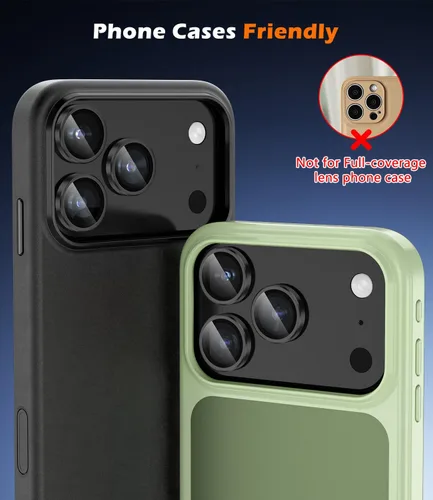 Miniatura 5 de imluckies Protector de lente de cámara para iPhone 17 Pro, iPhone 17 Pro Max, iPhone 16 Pro, iPhone 16 Pro Max, vidrio templado AR+AF y dureza 9H