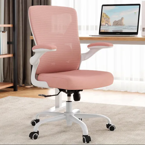 Miniatura 4 de Silla de oficina Silla de escritorio ergonómica cómoda: Silla de computadora de malla de 331 libras, sillas ergonómicas para juegos con ruedas, Rosa