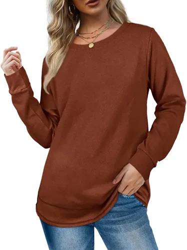 Miniatura 2 de Dofaoo - Sudaderas para mujeres, con cuello redondo, camisetas de manga larga, camisetas largas para usar con leggings