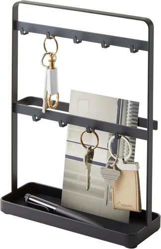 Yamazaki Home Key Rack - Soporte organizador de gancho moderno de acero, talla única, color negro