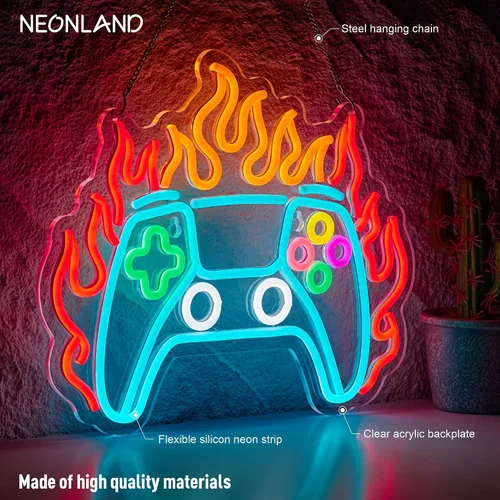 Miniatura 2 de Letrero de neón para jugador, letrero LED con mando de videojuegos, luz LED para decoración de habitación de jugadores, letreros de neón para rojo