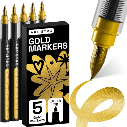 Miniatura 19 de ARTISTRO – 5 rotuladores de pintura acrílica negros a base de agua para marcado de vidrio, pintura en roca, cerámica, madera, llanta, tela, metal