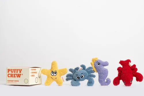 Miniatura 4 de Paquete de 4 juguetes interactivos de peluche para gatos con hierba gatera, juego temático de océano, 5 pulgadas, para gatos de todos los tamaños