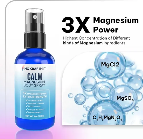 Miniatura 4 de No Crap In It Spray de magnesio calmante Triple Magnesio Potencia: Cloruro de magnesio natural, glicinato, sulfato de 4 oz