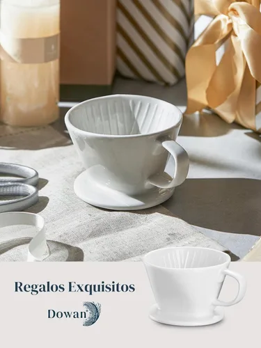 Miniatura 7 de DOWAN Cafetera de Vertido, Goteo de Café de Vertido No Eléctrico, Cafetera Manual, Porcelana para Tazas Individuales, Accesorios de Preparación