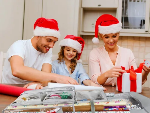 Miniatura 17 de Bolsa de regalo colgante de doble cara y organizador de papel de regalo (blanco)