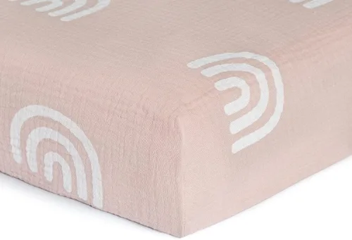 Miniatura 7 de Meracorallo Sábana bajera ajustable de muselina para cuna, suave y transpirable, sábana de cuna para bebé con diseño de arcoíris para cunas estándar