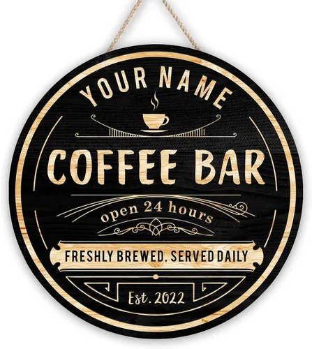 Miniatura 20 de Letrero de madera personalizado para barra de café, terapia en una taza tolerable a la gente, placa de pared para decoración de cocina, regalos