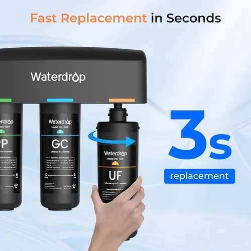 Miniatura 6 de Waterdrop WD-10UF - Filtro de agua para debajo del fregadero, repuesto para Waterdrop WD-TSA-UF Sistema de filtro de agua de 3 etapas para debajo