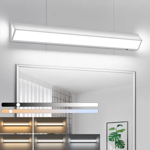 Miniatura 16 de Barra de luz LED moderna para tocador de baño (16 pulgadas, 5 CCT, regulable), accesorios de iluminación de pared de baño de acrílico moderno sobre