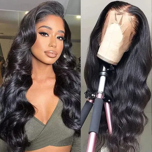 Pelucas de cabello humano ondulado con encaje frontal de 13 x 4 para mujeres negras, sin pegamento, 22 pulgadas