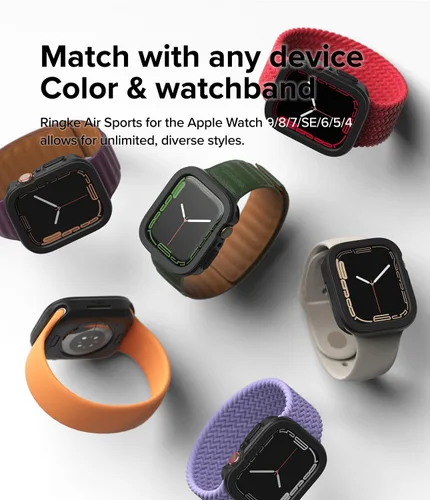 Miniatura 3 de Ringke Air Sports - Funda para Apple Watch Series 9, 8, 7 (1.772 in), SE 3, 2, 1 (1.732 in), [recortes a medida] Funda de poliuretano termoplástico