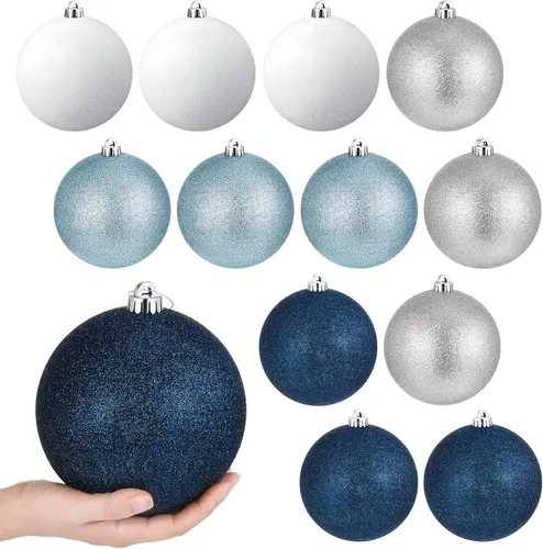 Miniatura 10 de Poen 12 piezas de adornos de bolas de Navidad grandes de 6 pulgadas con purpurina, adornos de Navidad extra grandes, bolas de Navidad gigantes