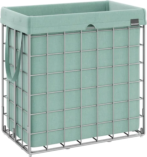 Miniatura 15 de SONGMICS Cesta para la ropa sucia, 23.8 galones (90 litros) Cesta de ropa, Cesta para ropa plegable, Forro extraíble y lavable, Marco de alambre